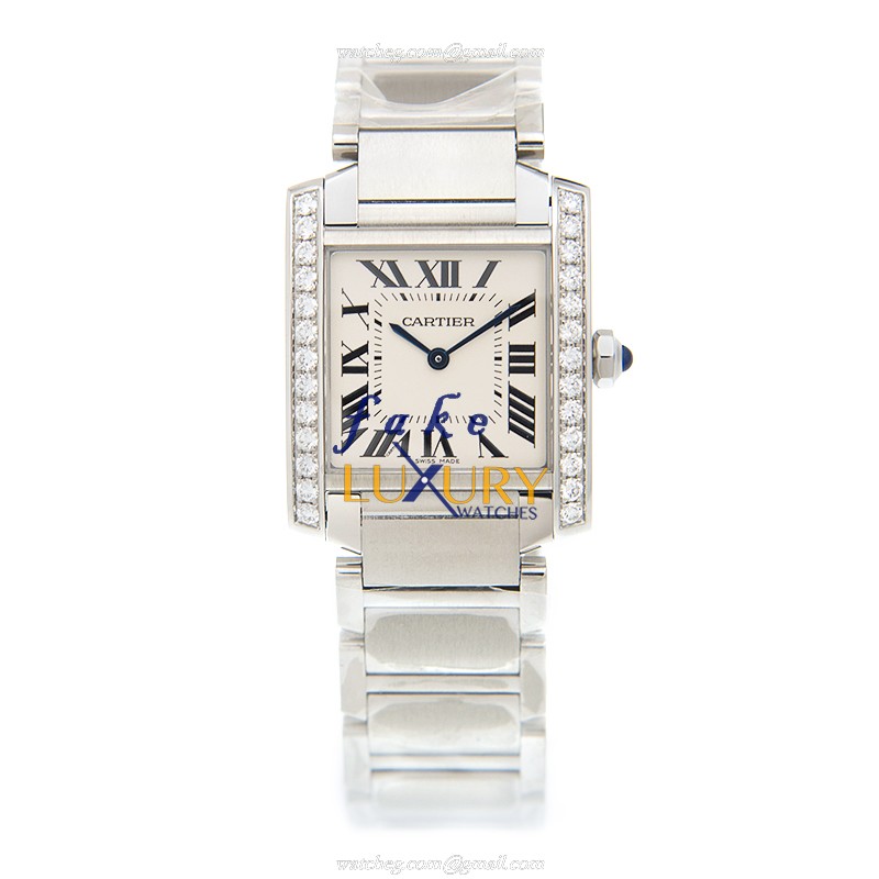 Cartier W4TA0009 Quartz Stainless Steel & Diamond Bezel Replica Watch, White Dial, Silver Strap - Image 2