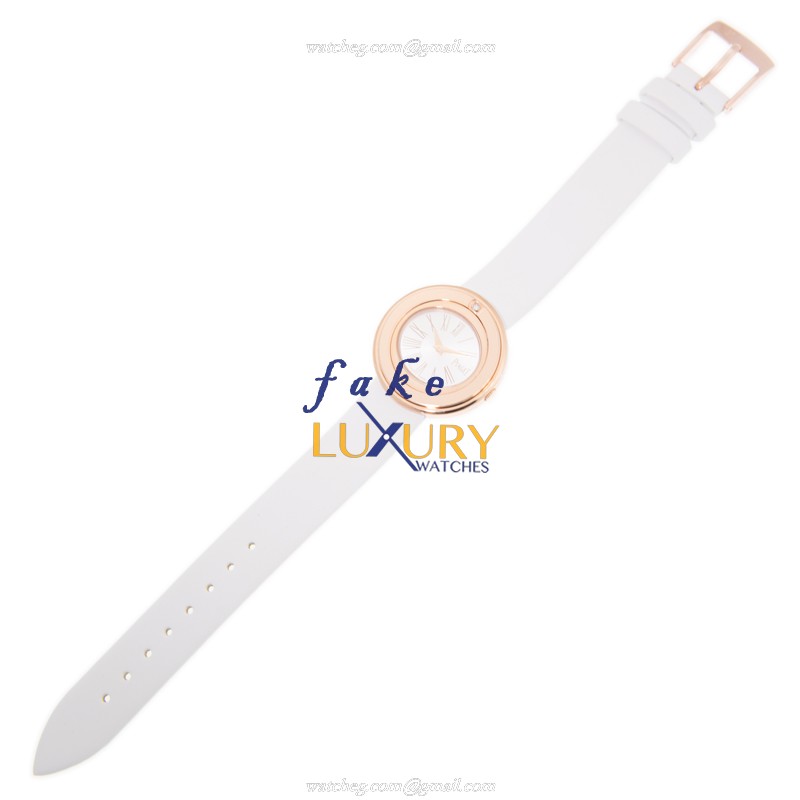 G0A41084 - Piaget Possession Replica Watch - 18kt Rose Gold Quartz - Silver Dial White Leather - Image 2