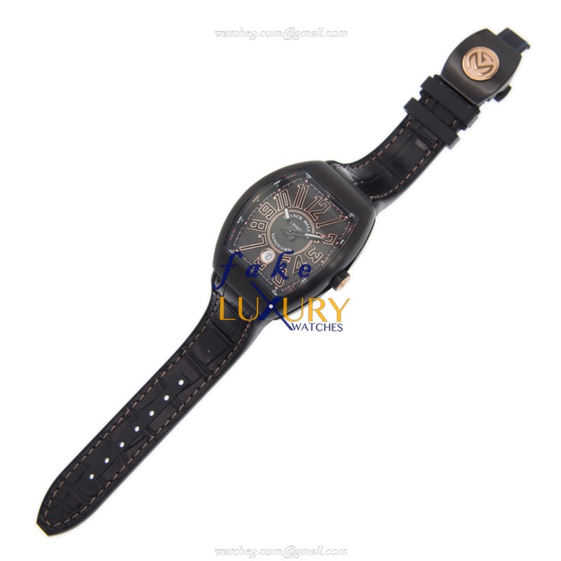 Franck Muller V 41 SC DT TT NR BR5N Vanguard Automatic Black Dial Leather Replica Watch - Image 2