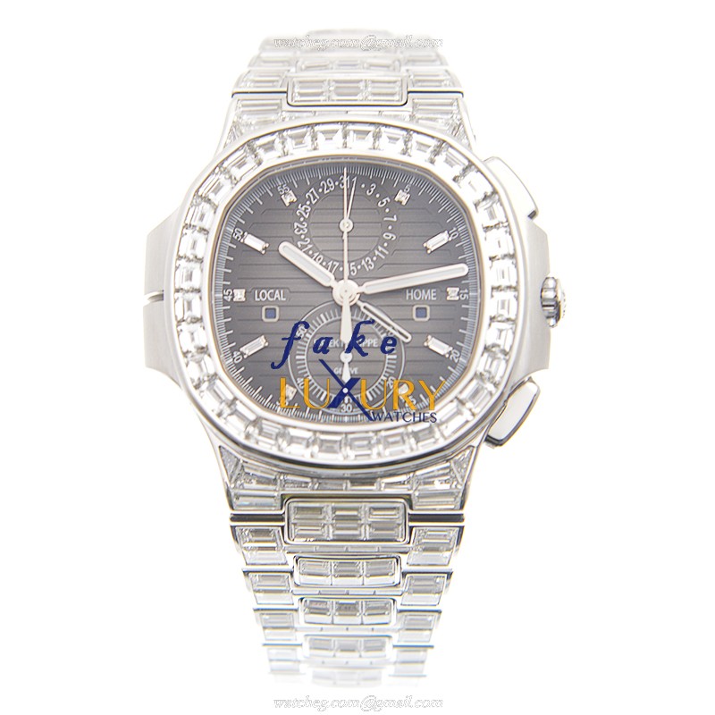 Patek Philippe Nautilus 5990/1400G-001 Automatic 18kt White Gold Diamond Black Dial Replica Watch - Image 2