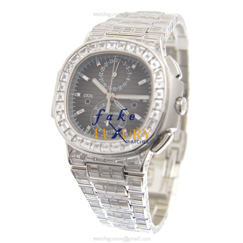 Patek Philippe Nautilus 5990/1400G-001 Automatic 18kt White Gold Diamond Black Dial Replica Watch - Image 3