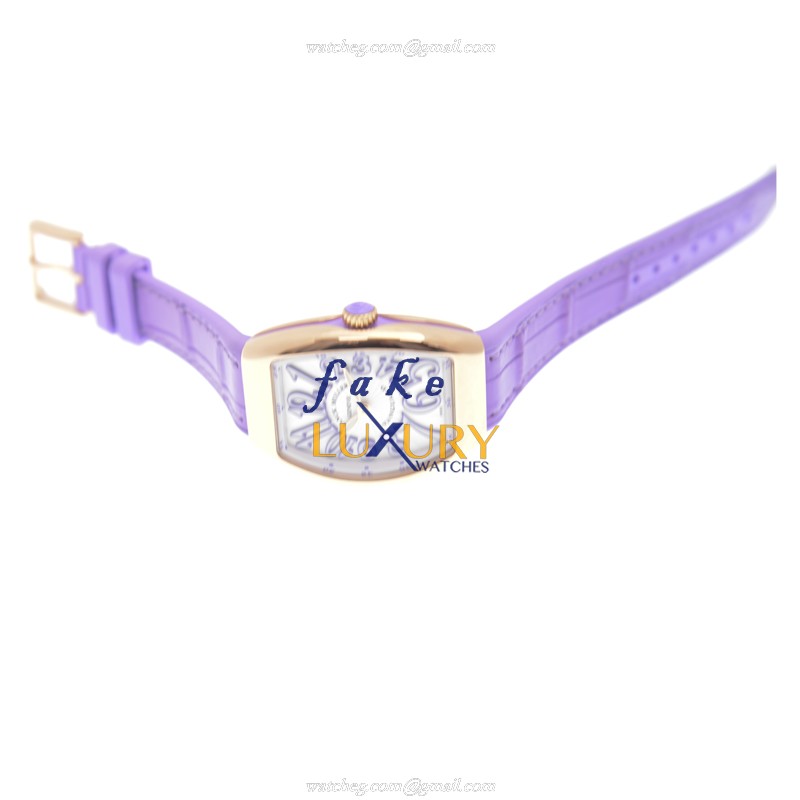 Franck Muller V 32 QZ 5N.VL Quartz 18kt Rose Gold Replica Watch, Case: 32mm, White Dial, Purple - Image 3