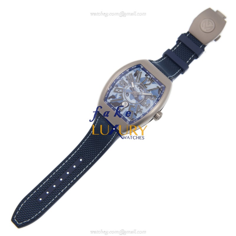 Franck Muller V 45 SC DT CAMOU TT.MC.BL - Replica Watch - Automatic - Blue Dial - Steel Case - Image 2