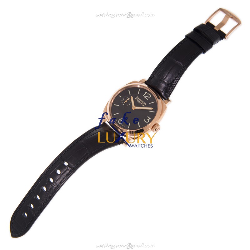 Panerai PAM00575 RADIOMIR Manual Wind 42mm 18kt Rose Gold Replica Watch, Black Dial, Leather Strap - Image 2