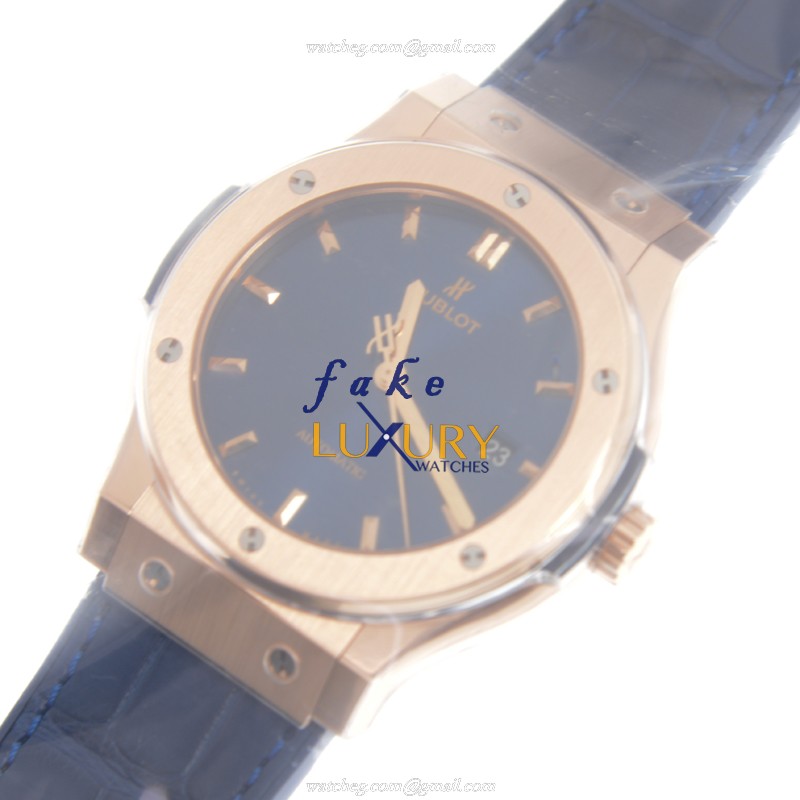 Hublot Classic Fusion 542.OX.7180.LR Automatic 18kt Rose Gold Blue Dial Replica Watch - Image 2