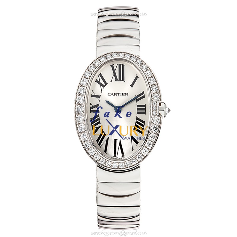Cartier WB520006 Baignoire Replica Watch Quartz White Gold Diamond White Dial Silver Strap - Image 2