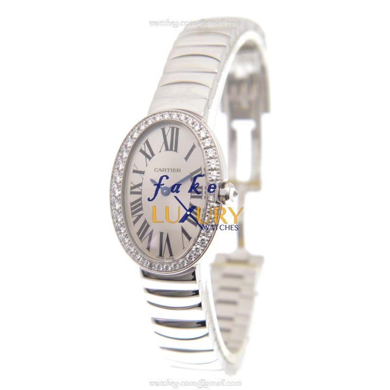 Cartier WB520006 Baignoire Replica Watch Quartz White Gold Diamond White Dial Silver Strap - Image 3