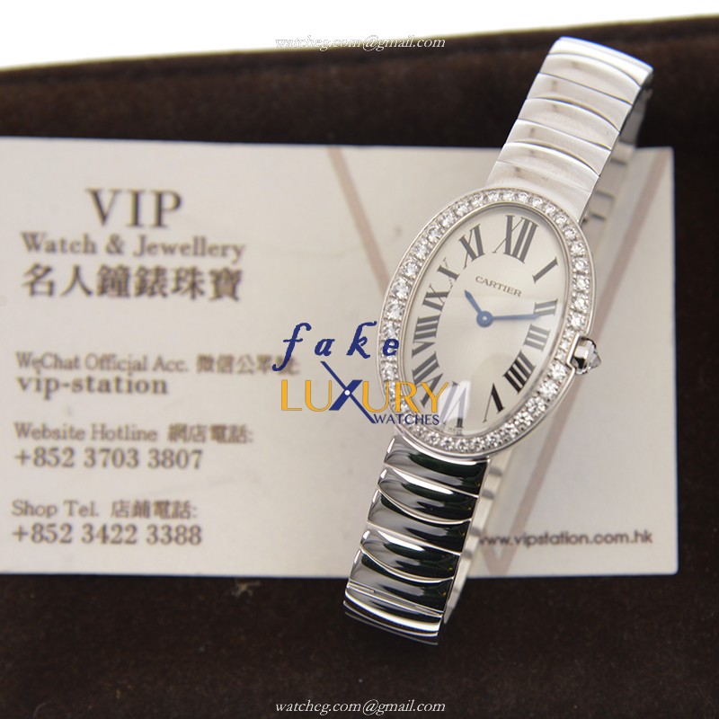 Cartier WB520006 Baignoire Replica Watch Quartz White Gold Diamond White Dial Silver Strap - Image 5