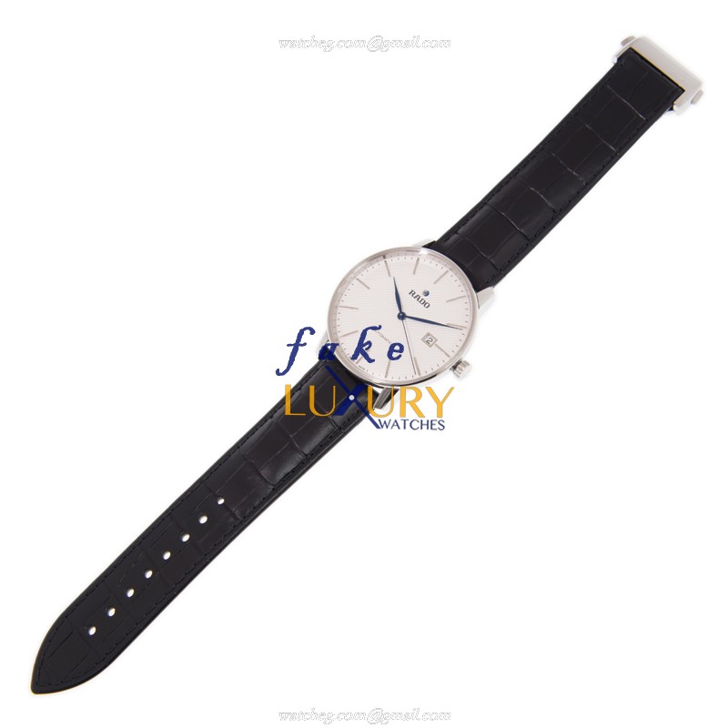 Rado R22876015 Centrix Automatic Replica Watch with White Dial, Black Leather Strap, Steel Case - Image 2