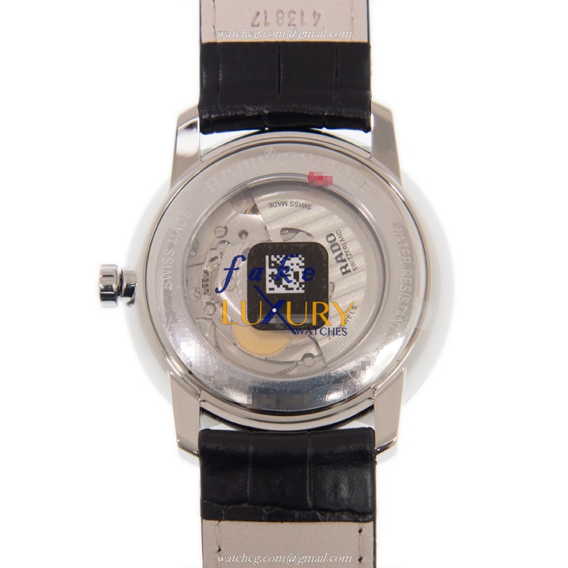 Rado R22876015 Centrix Automatic Replica Watch with White Dial, Black Leather Strap, Steel Case - Image 3