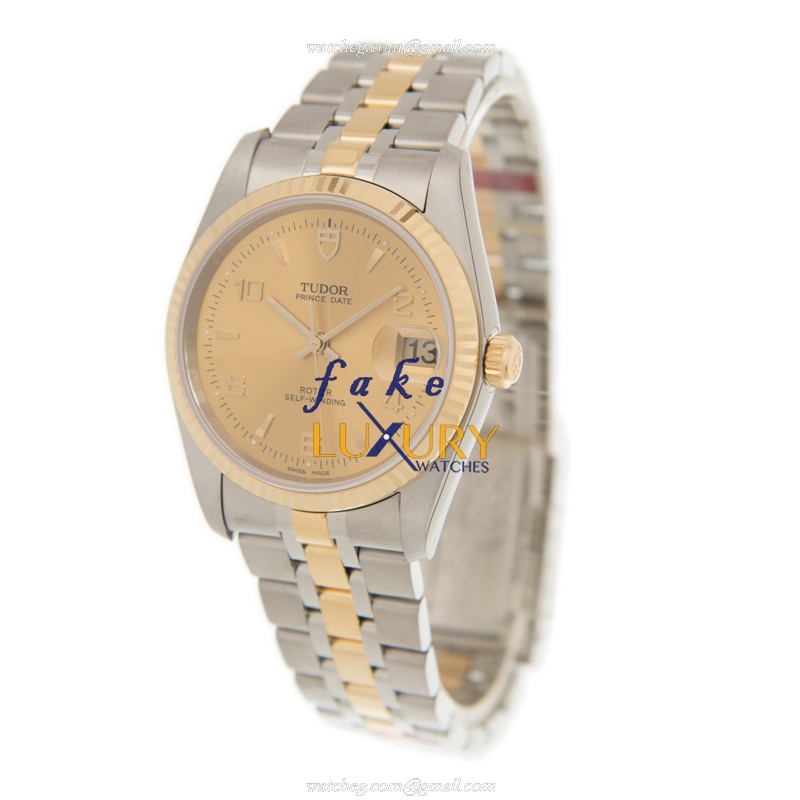 Tudor 74033-62473-246810AR-CH Replica Watch, Automatic, 18kt Gold & Steel Case, Gold Dial, Silver & - Image 3