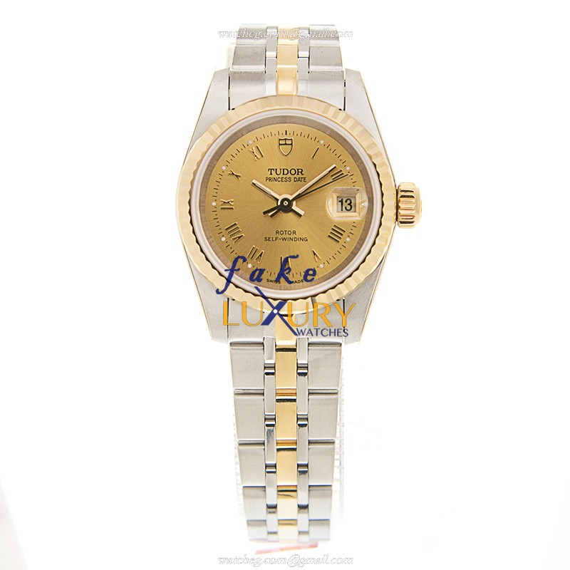 Tudor 92413-62433-CHRN Princess Date Automatic 18kt Gold Steel Gold Dial Replica Watch - Image 2
