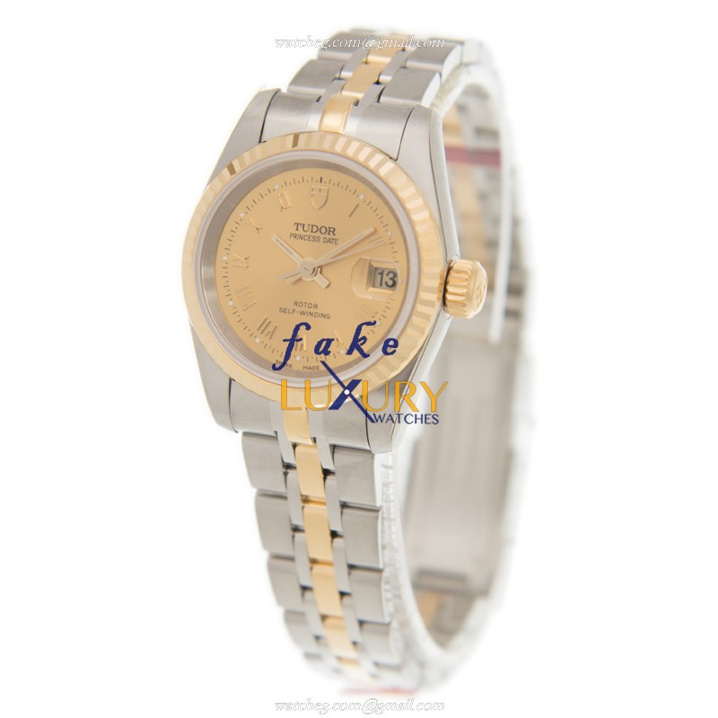 Tudor 92413-62433-CHRN Princess Date Automatic 18kt Gold Steel Gold Dial Replica Watch - Image 3