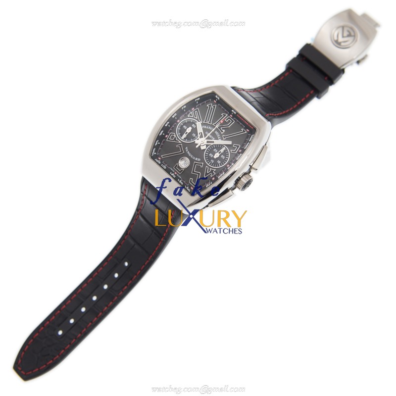 Franck Muller V 45 CC DT AC.NR Vanguard Automatic, Stainless Steel Case, Black Dial, Leather Strap - Image 2