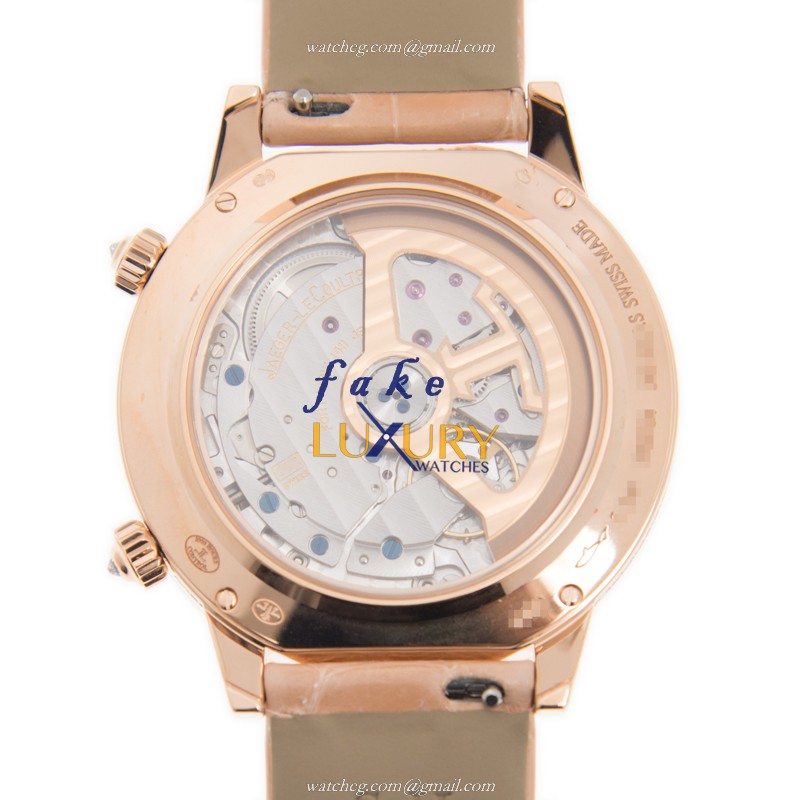 Jaeger-Lecoultre Q3522420 Automatic 18kt Rose Gold & Diamonds Replica Watch - Gold Dial, Leather - Image 3