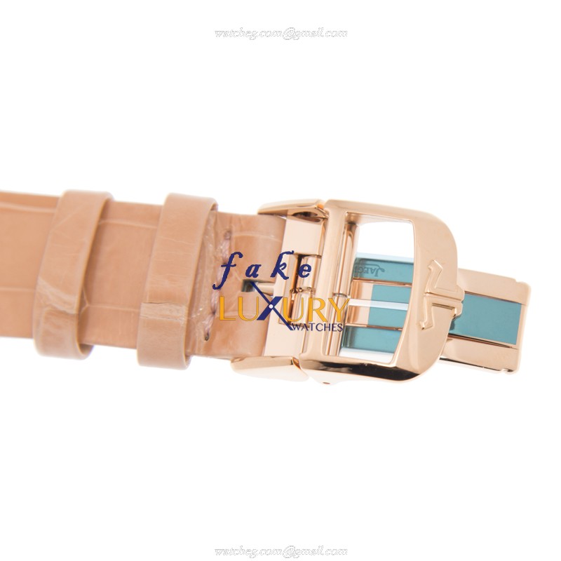 Jaeger-Lecoultre Q3522420 Automatic 18kt Rose Gold & Diamonds Replica Watch - Gold Dial, Leather - Image 4
