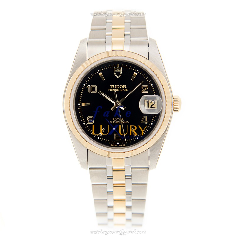 Tudor 74033-62473-26810AR-BK Replica Watch, Automatic, 18kt Gold & Steel, Black Dial, Silver & Gold - Image 2