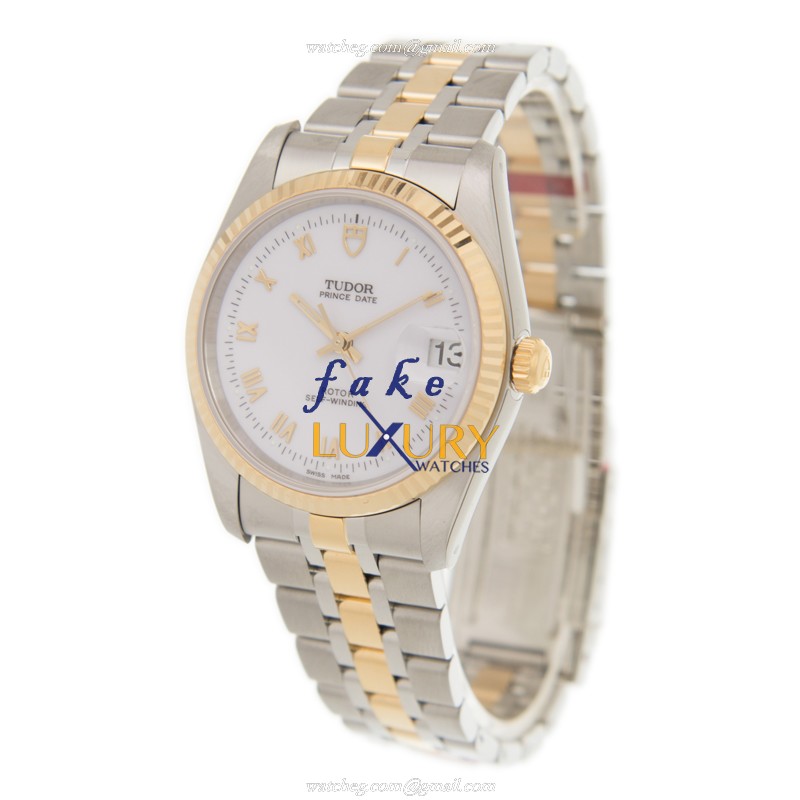 Tudor 74033-62473-WTRN Automatic 18kt Gold & Steel Case White Dial Replica Watch - Image 3