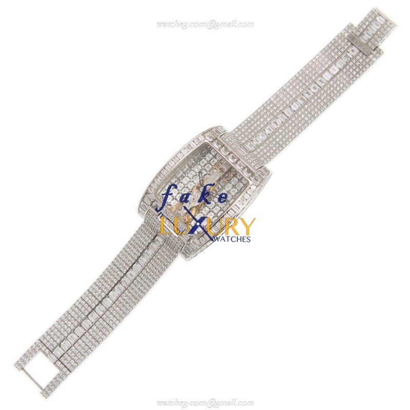 Corum BRIDGE Full Paved Diamond Manual Wind 18kt White Gold Silver Dial Replica Watch - Image 2