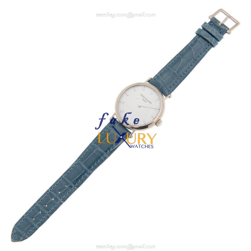 Patek Philippe Calatrava 7200/50G-010 Automatic 18kt White Gold Blue Alligator Replica Watch - Image 2