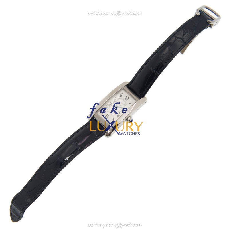 Cartier WSTA0017 TANK Automatic Replica Watch - 22.6mm Steel Case - Black Alligator Strap - Silver - Image 2