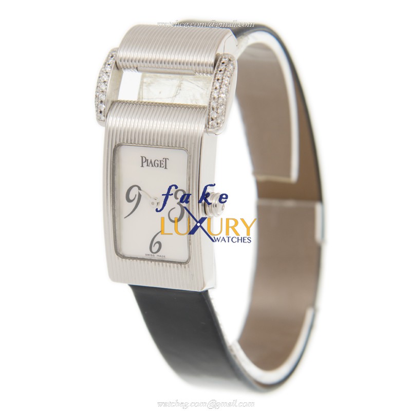 Piaget G0A27073 Quartz 18kt White Gold Leather Black Dial Replica Watch - Image 3