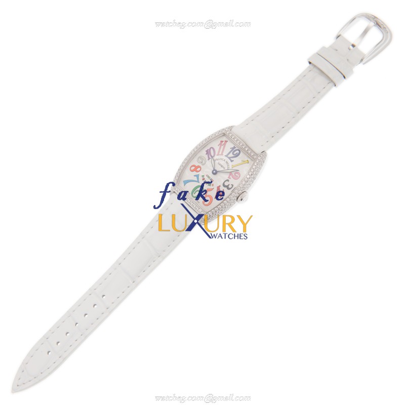 Franck Muller 7502 QZ COL DRM D AC Cintree Curvex Replica Watch, Silver Dial, Steel & Diamonds Case - Image 2
