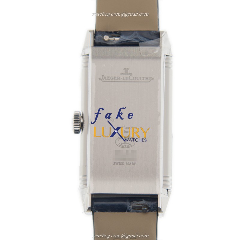Jaeger-Lecoultre Q3288420 REVERSO Quartz Stainless Steel & Diamonds - White Dial - Blue Alligator - Image 3