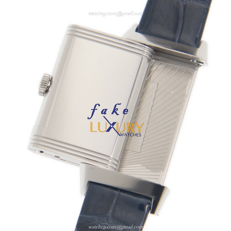 Jaeger-Lecoultre Q3288420 REVERSO Quartz Stainless Steel & Diamonds - White Dial - Blue Alligator - Image 5
