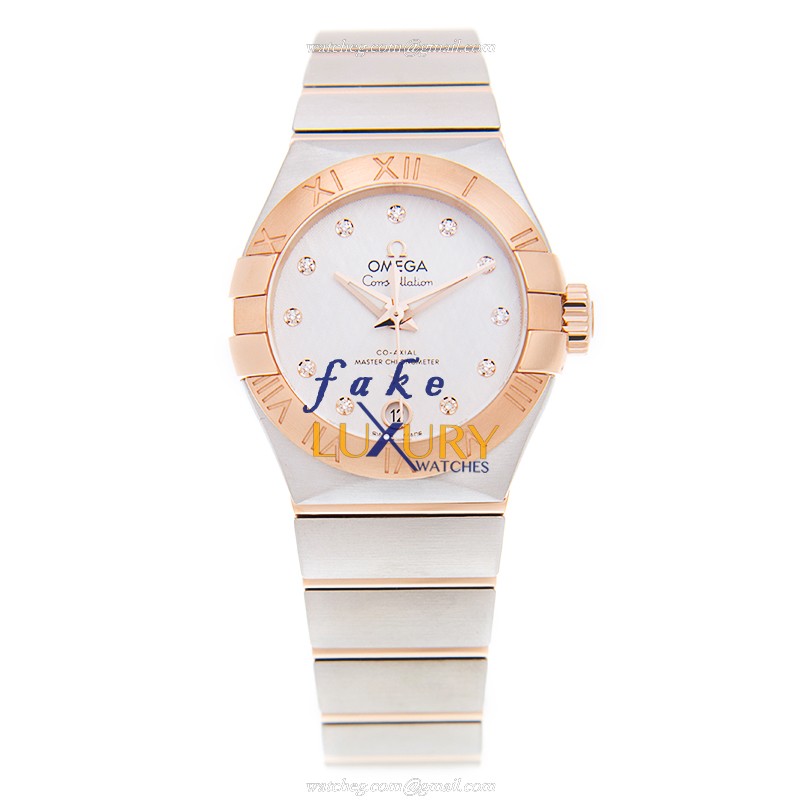 Omega 127.20.27.20.52.001 CONSTELLATION Auto 18kt Rose Gold & Steel | Silver Dial | Gold Strap - Image 2