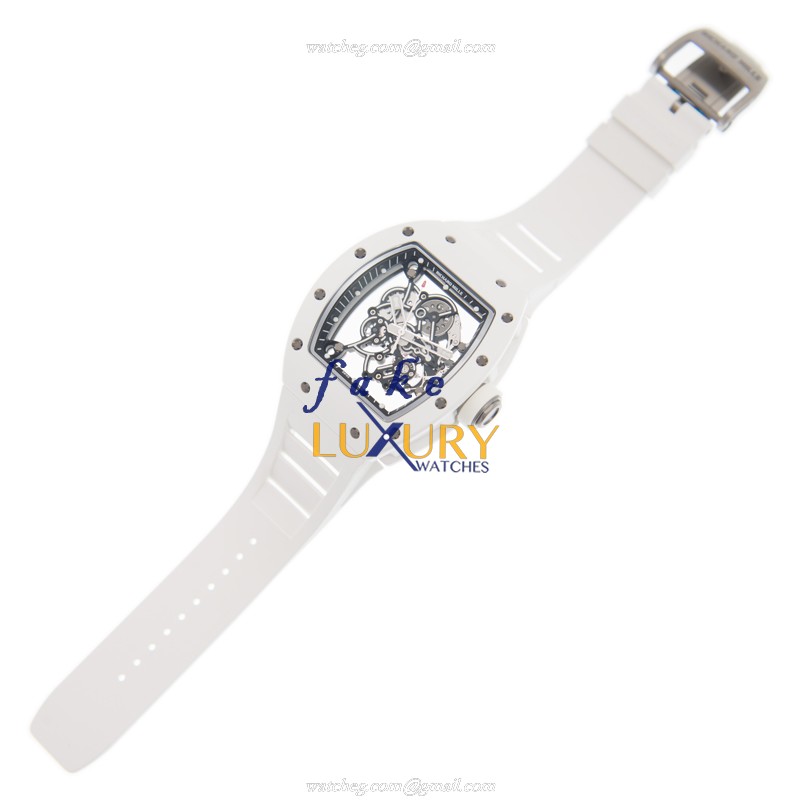 Richard Mille RM055 MAN SERIES Ceramic Manual Wind White Rubber Strap Replica Watch - Image 2