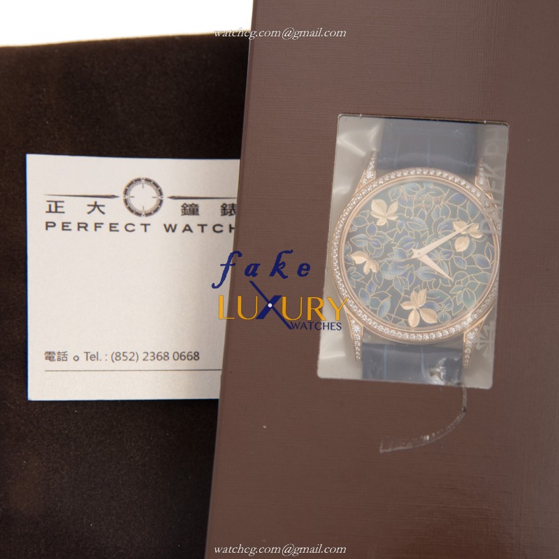 Patek Philippe 5077/100R-032 Calatrava Replica Watch, Automatic, Blue Dial, 18kt Rose Gold & - Image 2