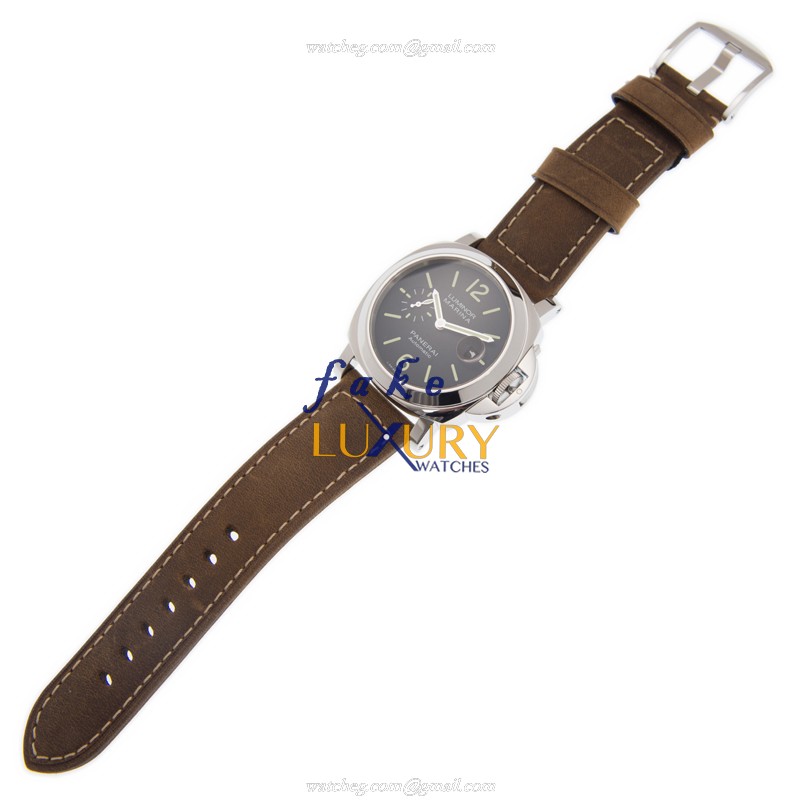 PAM01104 - Panerai Luminor Automatic Replica Watch - Black Dial Brown Alligator Strap - Image 2