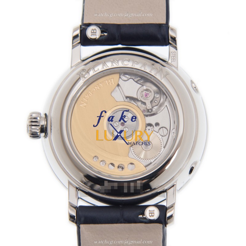 Blancpain 6106-4628-55A Villeret Replica Watch, White Dial, Blue Alligator Strap, Steel Case - Image 3