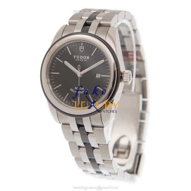 Tudor 53010N-68030N-BK GLAMOUR DATE Automatic Stainless Steel Replica Watch, Black Dial, Silver - Image 3