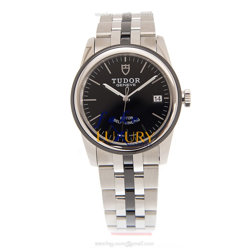 Tudor 55010N-68050N-BK GLAMOUR DATE Automatic Stainless Steel Replica Watch, 36mm Black Dial Silver - Image 2