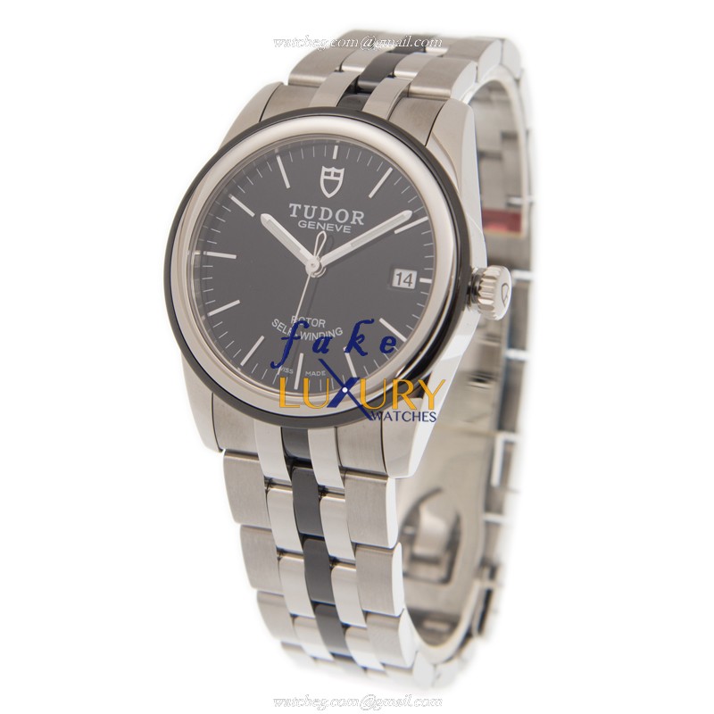 Tudor 55010N-68050N-BK GLAMOUR DATE Automatic Stainless Steel Replica Watch, 36mm Black Dial Silver - Image 3
