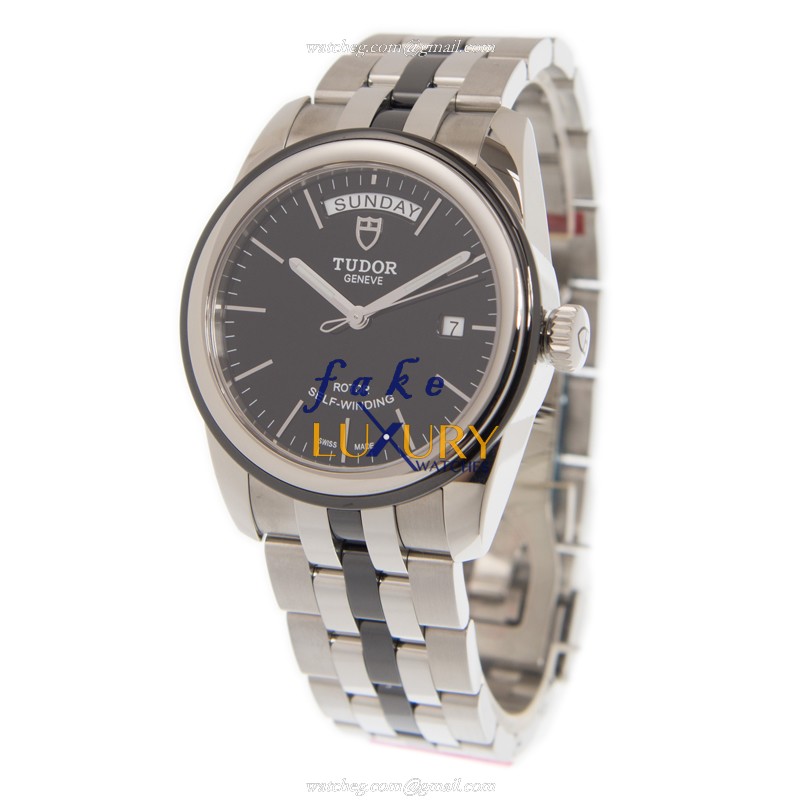 Tudor 56010N-68060N-BK GLAMOUR DATE Auto Stainless Steel Replica Watch - Black Dial, Silver Strap - Image 3