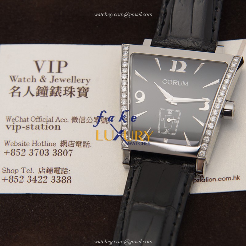 Corum 106.406.47/0001 BN69 Replica Watch, Black Dial, Steel & Diamond Case, Quartz - Image 5