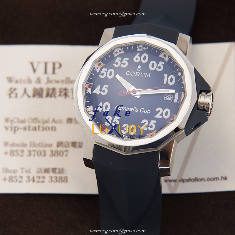 Corum A082/03594 Admiral's Cup Automatic Blue Dial Rubber Strap Replica Watch - Image 5