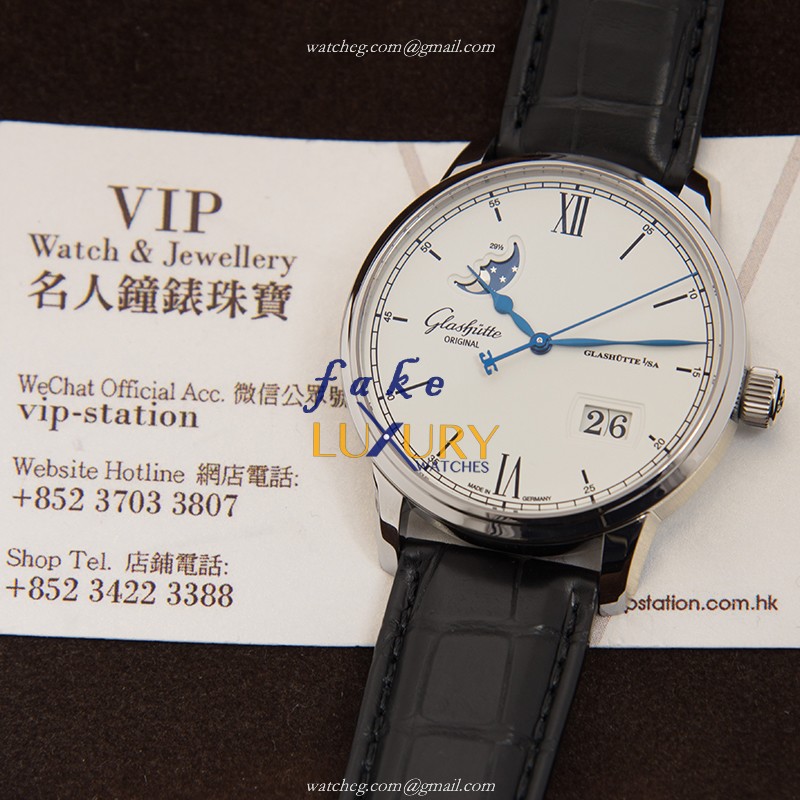 Glashutte Senator Manual Winding Skeletonized 1-36-04-01-02-30 - Automatic - White Dial - Steel - Image 5