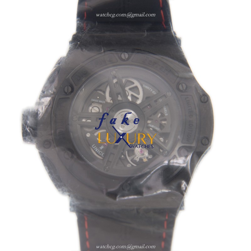 -402.QU.0113.WR Hublot BIG BANG Automatic Carbon Fiber Replica Watch - 45mm Black Dial & Leather - Image 3