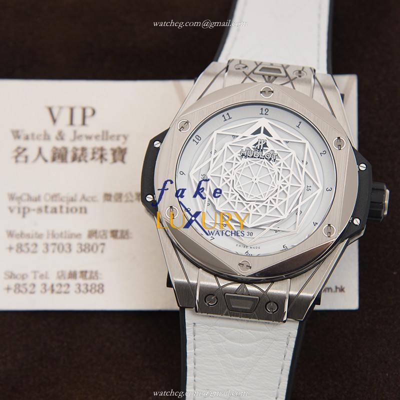 Hublot 415.NX.2027.VR.MXM18 Automatic Titanium Replica Watch, White Dial, Leather Strap - Image 5