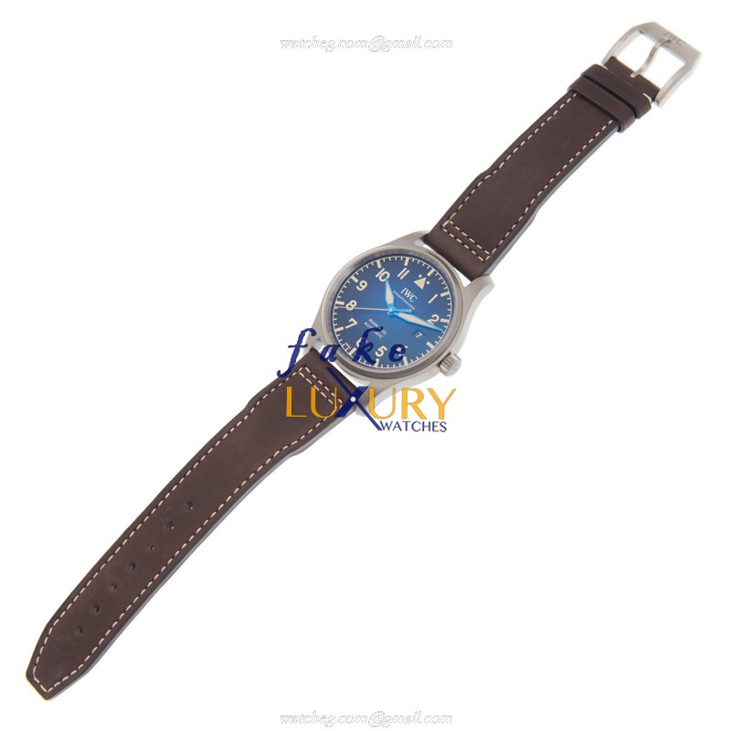 IWC IW327006 Pilots Automatic PVD Titanium Black Dial Brown Strap Replica Watch - Image 2
