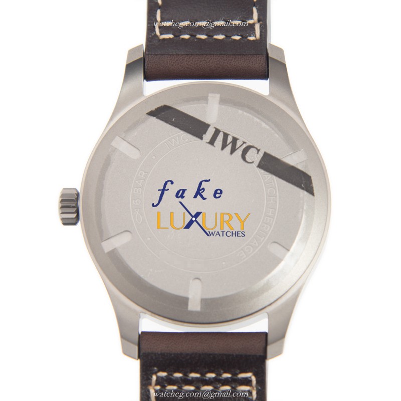 IWC IW327006 Pilots Automatic PVD Titanium Black Dial Brown Strap Replica Watch - Image 3