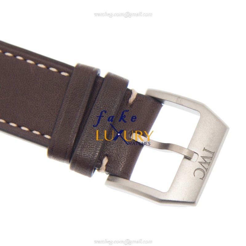 IWC IW327006 Pilots Automatic PVD Titanium Black Dial Brown Strap Replica Watch - Image 4