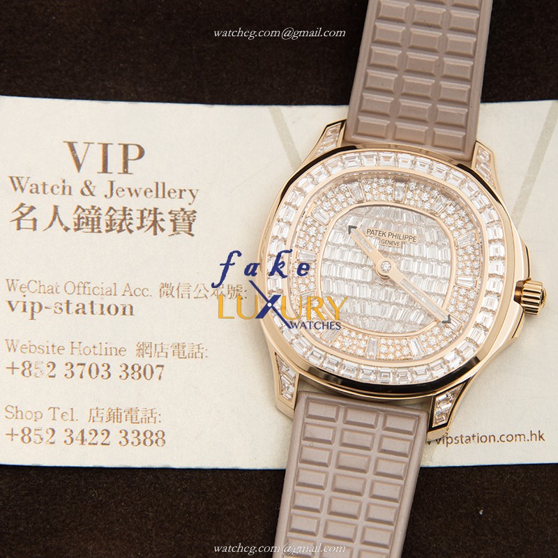 Patek Philippe 5062/450R-001 Aquanaut Automatic 18kt Rose Gold & Diamonds Rubber Strap Replica Watch - Image 5