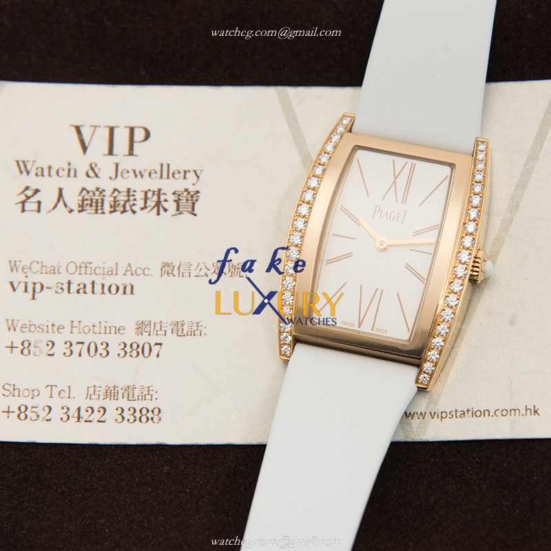 Piaget G0A39188 Limelight Quartz 18kt Rose Gold White Dial Fabric Strap Replica Watch - Image 5