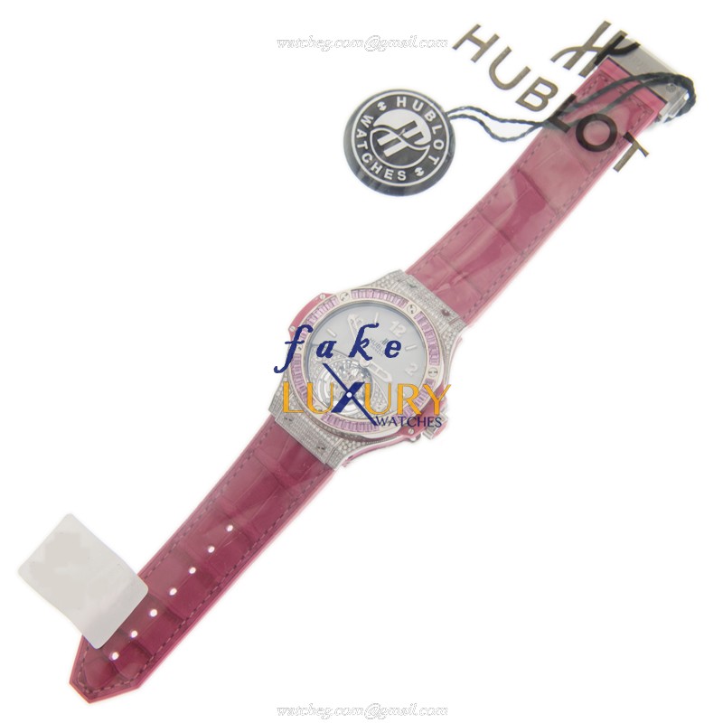Hublot 345.SP.2010.LR.0933 Manual Wind Titanium & Diamond White Dial Alligator Strap Replica Watch - Image 2