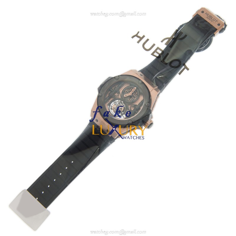 Hublot 705.OM.0007.RX Manual Wind 18kt Rose Gold Replica Watch, Swiss Movement, Black Dial & Rubber - Image 2